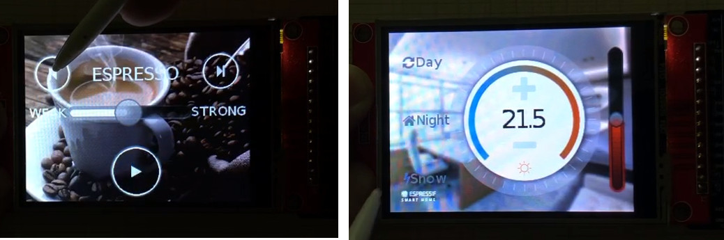 Coffee maker and thermostat example on ESP32 with LittlevGL