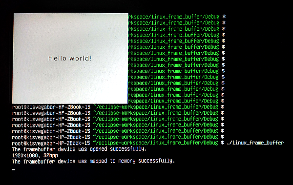 Hello world test for Embedded GUI using Linux frame buffer