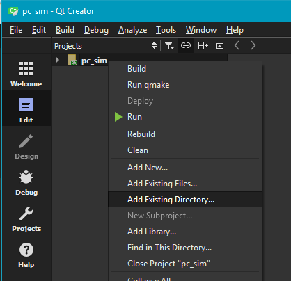 Qt-Creator add directory